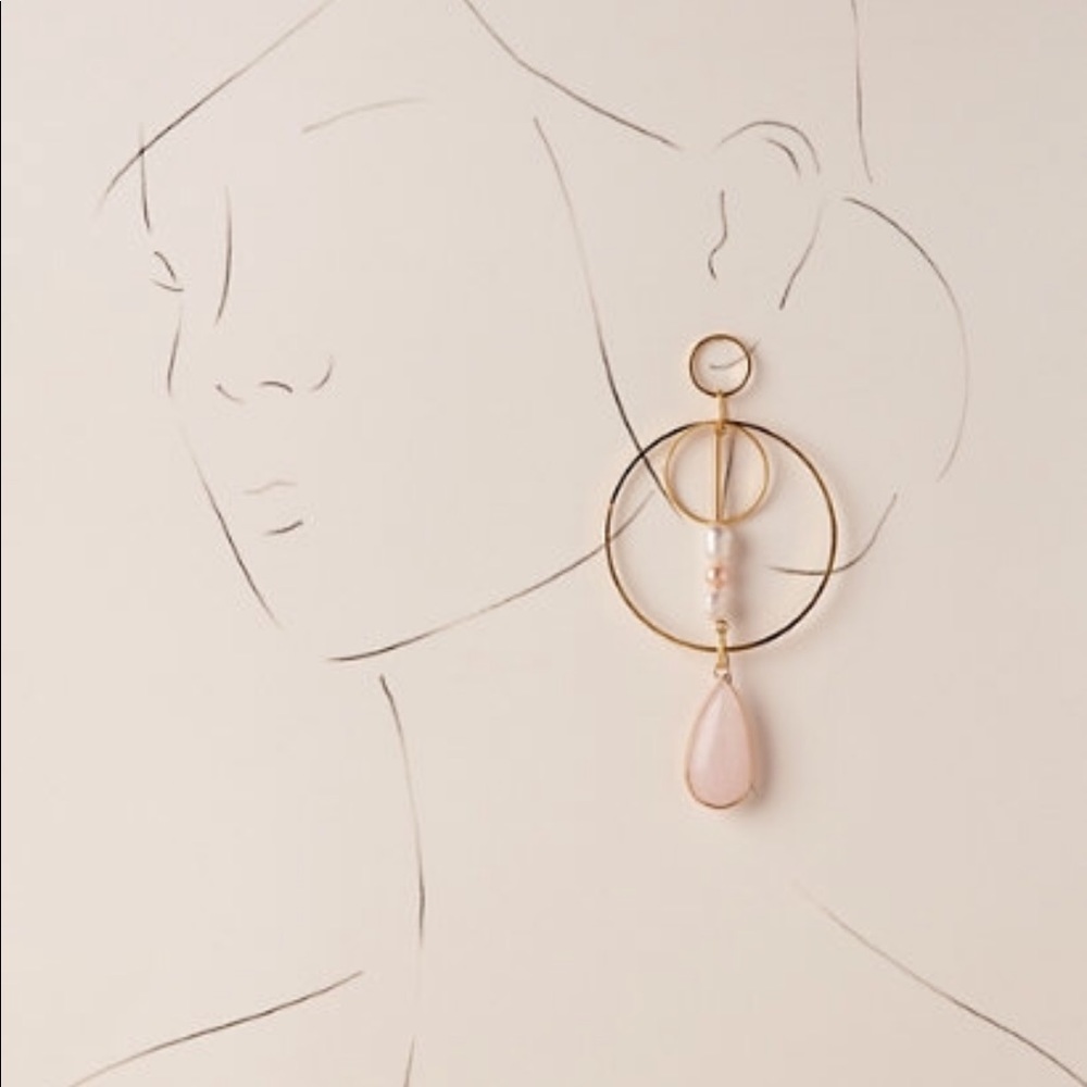 SOLD Pearl earrings Anthropologie hoops - Picture 2 of 8